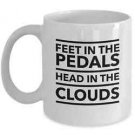 Feet in the Pedals Head in the Clouds - cycling gifts white coffee tea mug 11oz
