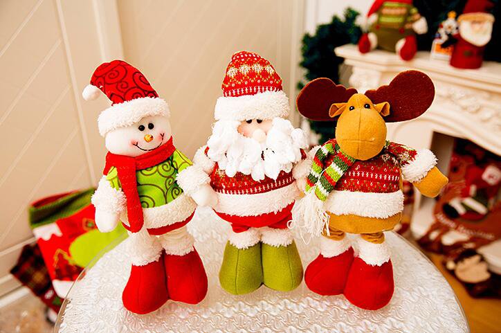 Retractable Christmas Santa Claus/Snowman Dolls Ornaments Kids Christmas Gifts Toy