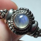 Sterling Silver Handcrafted Rainbow Moonstone (Natural) Ring Sz7-8 #8