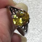 Sterling Silver 9x7mm Oval Yellow Cz Ring Sz 8-9 #1