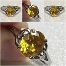 Sterling Silver 9v7mm Oval Yellow Cz Ring Sz 7-9 #2