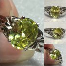 Sterling Silver 9x7mm Oval Lemon-Lime Cz Ring Sz 8-9 #3