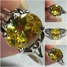 Sterling Silver 9v7mm Oval Yellow Cz Ring Sz 7-9 #4