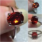 Sterling Silver 9x7mm Oval Amber/OrangeCz Ring Sz 7-8 #23