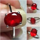 Sterling Silver 9v7mm Oval Dark Orange Cz Ring Sz 7 #24