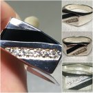 Sterling Silver Gents Onyx/Cz Ring Sz 11 #25