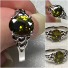 Sterling Silver 9x7mm Oval Olive Cz Ring Sz 8-9 #30
