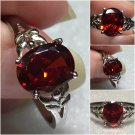 Sterling Silver 9x7mm Oval Amber/OrangeCz Ring Sz 8-9 #36