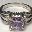 Sterling Silver Lavender Cz Ring Sz 7-8 #37