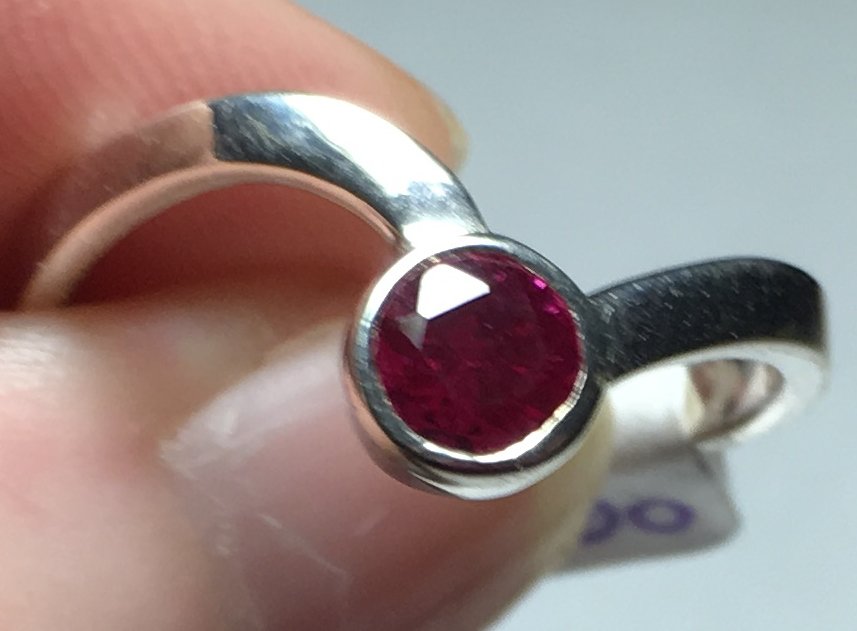 Sterling Silver Created Ruby Ring Sz 8-9 #38