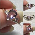 Sterling Silver 8x6mm Natural Pear Amethyst Ring Sz 10 #40