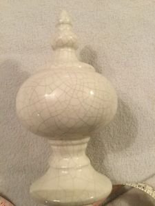 Threshold Decorative Ceramic Figure Off White Floral Cracked Look Bulb Decor New