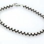 4mm Square Cube Box Sterling Silver Black Oxidized Men's Bracelet