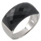 Black Onyx 10mm Band 925 Sterling Silver Ring Men's