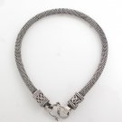 Round Bali Chain 5mm 925 Sterling Silver Men's Bracelet Black Oxidized