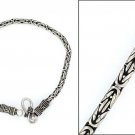 BALI 3MM Byzantine 925 Sterling Silver Chain Men's Bracelet Black Oxidized
