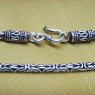 3mm Sterling Silver Byzantine Bali Men's Chain Necklace Black Oxidized Handmade