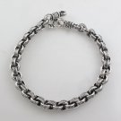 6mm Circle Rolo Link Chain Bali 925 Sterling Silver Bracelet Men's
