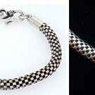 5mm Round Chess Table 925 Sterling Silver Black Oxidized Men's Bracelet
