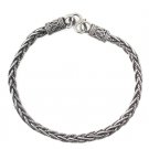5mm Braid Twist 925 Sterling Silver Bracelet Chain Black Oxidized Men's