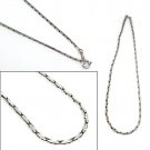 Sterling Silver 925 Rice Grain 4mm Men's Chain Necklace Black Oxidized
