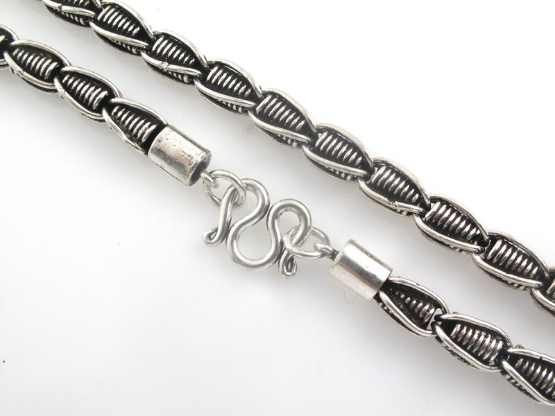 6mm Spiral Corn Link Chain 925 Sterling Silver Necklace Black Oxidized Men's