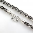 6mm Spiral Corn Link Chain 925 Sterling Silver Necklace Black Oxidized Men's