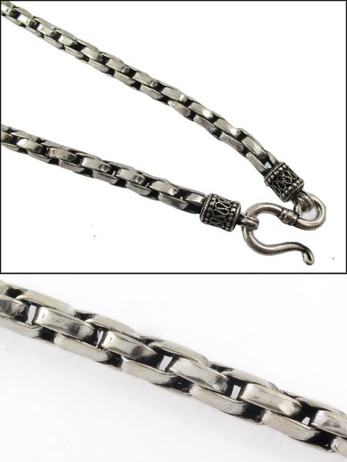 5mm Stack Square Bali 925 Sterling Silver Chain Necklace Men's Black Oxidized