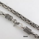 6mm Sterling Silver Byzantine Bali Men's Chain Necklace Black Oxidized Handmade