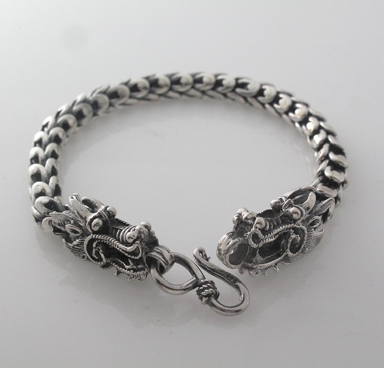 Dragon Scale Head End 6.5mm 925 Sterling Silver Chain Men's Bracelet