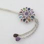 Cluster Teardrop Multicolor Gemstone 925 Sterling Silver Hair Pin Stick