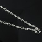 3mm Mariner 925 Sterling Silver Chain Link Necklace Men's Shiny