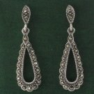 Dangle Teardrop Marcasite 925 Sterling Silver Stud Earrings