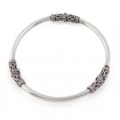 7" 3mm S Twist Curl Bali 925 Sterling Silver Bangle Bracelet Women's