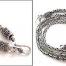 4mm Sterling Silver Byzantine Bali Men's Chain Necklace Black Oxidized Handmade