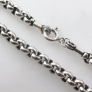 5mm Circle Round Rolo 925 Sterling Silver Bracelet Black Oxidized Link Chain