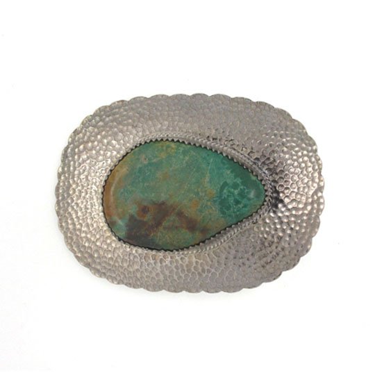 Round Rectangle Natural Turquoise Stone Sterling Silver Belt Buckle Handmade 2.5