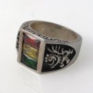 Lion King Warrior Multi Square Color Stone 925 Sterling Silver Men's Ring