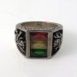 Lion King Warrior Multi Square Color Stone 925 Sterling Silver Men's Ring