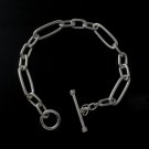 7" 6mm Oval Link Cable Chain 925 Sterling Silver Bracelet Men's Toggle Polish