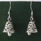Jingle Bell 925 Sterling Silver Dangle Earrings Bali Hook Black Oxidized