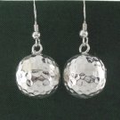 14mm Hammerred Round Bead Ball 925 Sterling Silver Earrings