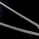 4mm Flat Cuban 925 Sterling Silver Chain Link Necklace Shiny Men's