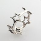 Star Row Band 925 Sterling Silver Ring Black Oxidized Fashion