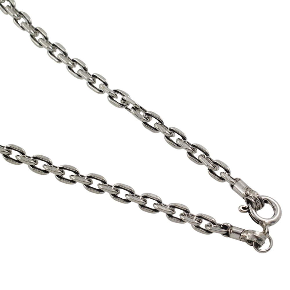 4mm Square Cable Chain Link 925 Sterling Silver Necklace Black Oxidized