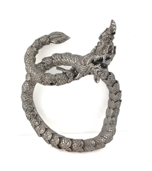 7.5" 8" 9mm Elegant Dragon Head Scale Crawl 925 Sterling Silver Men's Bracelet