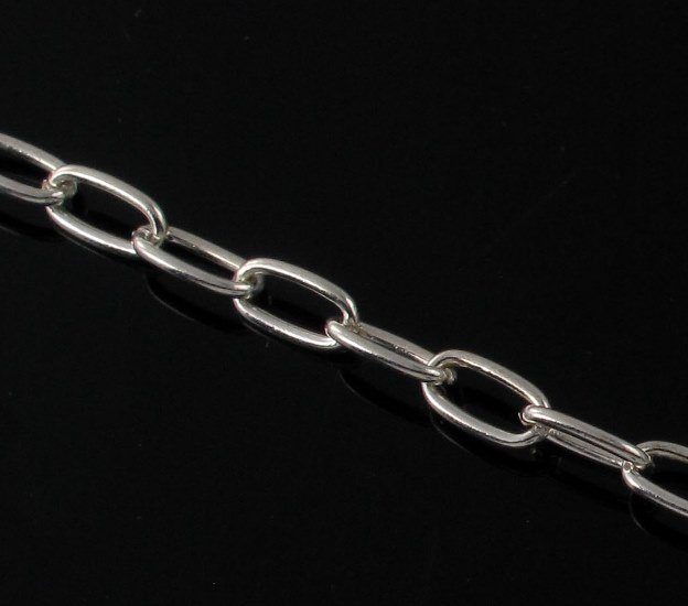 3mm Flat Oval Square Cable Chain Link 925 Solid Sterling Silver Necklace Men's