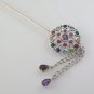 Cluster Circle Dot Multicolor Gemstone 925 Sterling Silver Hair Pin Stick