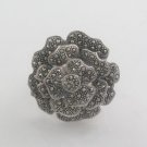 Blossom Rose Flower Vintage Cocktail Statement 925 Sterling Silver Ring