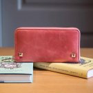 Genuine Leather Italian calfskin zip  Long Bifold wallet
